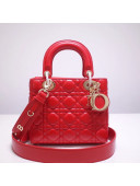 Dior Lady Dior Bag 20cm in Cannage Lambskin Red 2019