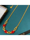 Dior CD Choker Necklace Red 2021