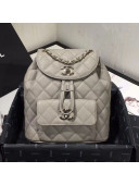 Chanel Grained Calfskin Backpack AS1371 Gray 2020