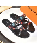 Louis Vuitton Cross Strap Flat Slide Sandals Colored Monogram Canvas 2021