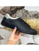 Gucci Leather Ace Sneakers ‎‎with Interlocking G Black/Grey 2020 (For Women and Men)