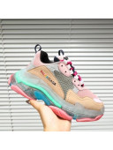 Balenciaga Triple S Clear Outsole Sneakers Pink/Beige/Grey 2019