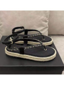 Chanel Lambskin Flat Thong Sandals G36921 Black 2020