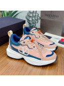 Valentino VLogo Sneakers in Mesh and Calfskin Patchwork Peachy Pink  (For Women and Men)