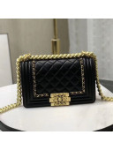 Chanel Quilted Calfskin Chain Small Boy Flap Bag A67085 Black 2019