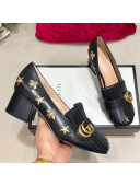 Gucci Embroidered Leather Mid-heel Pump 551548 Black 2019