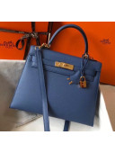 Hermes Kelly 28cm Top Handle Bag in Epsom Leather Blue 2020