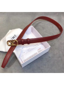 Celine Width 2.5cm Caflskin Belt Burgundy 2020