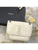 Saint Laurent Baby Niki Chain Bag in Vintage Crinkled Leather 533037 Off-white/Silver 2021