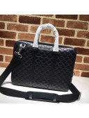 Gucci GG Embossed Leather Business Bag 451169 Black 2021