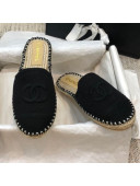 Chanel Denim Espadrilles Mules G37482 Black 2021