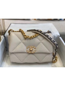 Chanel 19 Goatskin Small Flap Bag AS1160 Light Gray 2021 TOP