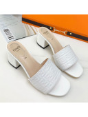 Fendi FF Leather Flat/Heel Slide Sandals White 2021