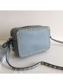 Valentino Rockstud Rolling Camera Shoulder Bag Light Blue 2019