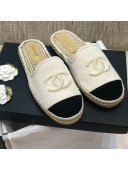 Chanel Denim Espadrilles Mules G37482 White 2021