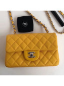 Chanel Caviar Calfskin Mini Classic Flap Bag 1116 Yellow (Silver-Tone Hardware)