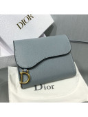 Dior Saddle Grained Calfskin Mini Flap Wallet Light Blue 2019