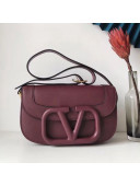 Valentino Supervee Supple Calfskin Maxi-Logo Crossbody Bag 1011L Burgundy 2020