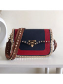 Valentino Rockstud Rolling Flap Shoulder Bag Red/Blue 2019