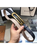 Gucci Width 2.5cm Leather Belt with Long G Buckle Black 2020