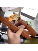 Celine Width 2.5cm Caflskin Belt With Brass Buckle Brown 2020