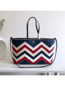 Valentino Large Chevron Rockstud Shopping Tote Bag Blue 2019