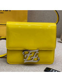 Fendi Karligraphy FF Button Flap Bag in Patent Leather Yellow 2019