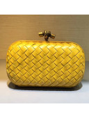 Bottega Veneta Small Lambskin Woven Knot Clutch Bronze Bright Yellow