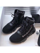 Balenciaga Triple S x Nike Stretch Knit High-top Lace-up Sneakers Black 04 2019 (For Women and Men)