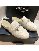 Chanel Lambskin CC Chain Flat Mules G37314 White 2021