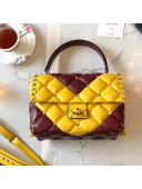 Valentino  "V" Intarsia Lambskin Garavani Candystud Single Handle Bag Yellow/Burgundy 2018