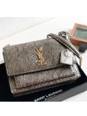 Saint Laurent Sunset Medium Shoulder Bag in Snakeskin-Look Lambskin 442906 2019