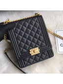 Chanel Grained Calfskin Boy North/South Flap Bag AS0130 Black 2019