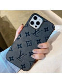 Louis Vuitton Monogram Leather iPhone Case Navy Blue 2021