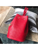 Celine Small C Charm Bucket Shoulder Bag/Backpack in Quilted Calfskin 188373 Red 2019