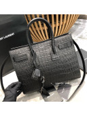 Saint Laurent 377183 Classic Baby Sac De Jour Bag in Embossed Crocodile Leather Black 2021