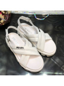 Prada Monolith Silk Cross Strap Sandals White 2021