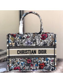 Dior Small Book Tote Bag in Multicolor Mille Fleurs Embroidery 2021