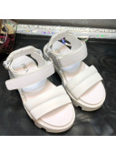 Prada Monolith Silk Platform Strap Sandals White 2021