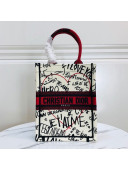 Dior Dioramour Vertical Book Tote Large Bag in I love You Canvas Red/White 2020