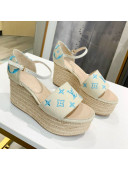 Louis Vuitton Starboard Monogram Canvas Wedge Sandal White/Blue 2021