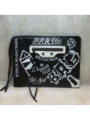 Balenciaga Graffiti Classic Pouch Black/white 2019