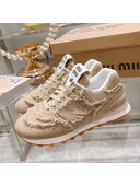 Miu Miu x New Balance 574 Denim Fringe Sneakers Beige 2022