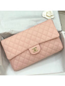 Chanel Quilted Grained Calfskin Flap Clutch A57650 Pink 2019