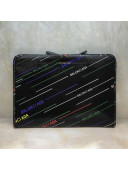 Balenciaga Logo Striped Graffiti Classic Pouch Black/Multicolor 2019