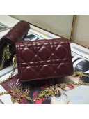 Dior Lady Dior Nano Pouch Clutch with Chain in Burgundy Cannage Calfskin 2020