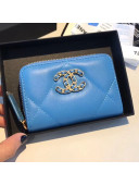 Chanel 19 Goatskin Zipped Coin Purse AP0949 Blue 2019