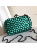 Bottega Veneta Silk Chain Knot Intreccio Impero Clutch Green 2019