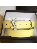 Saint Laurent Calfskin Belt 3cm with YSL Buckle Yellow 2021