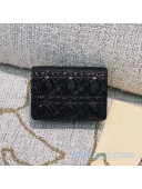 Dior Lady Dior Nano Pouch Clutch with Chain in Black Patent Cannage Leather 2020